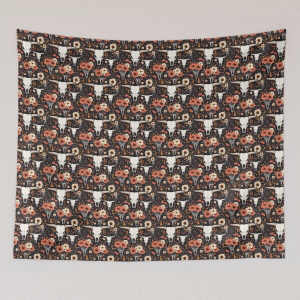 Item preview, Flowery Cow Skull – Rustic and Bohemian Pattern designed and sold by MidArtForge.