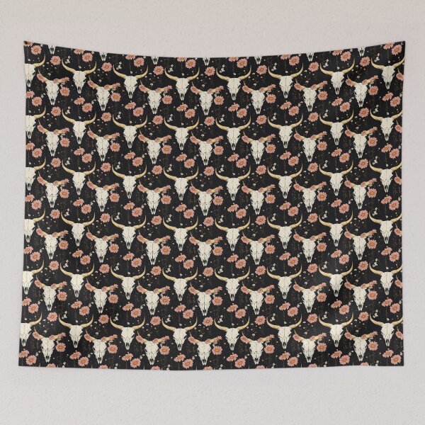 Item preview, Flowery Cow Skull – Rustic and Bohemian Pattern designed and sold by MidArtForge.