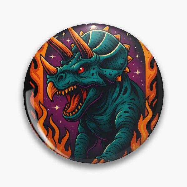 Item preview, Triassic Terror Triceratops Art – Fiery Prehistoric Beast Illustration designed and sold by DreamiCanvas.