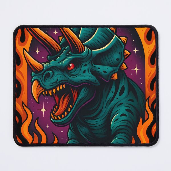Item preview, Triassic Terror Triceratops Art – Fiery Prehistoric Beast Illustration designed and sold by DreamiCanvas.