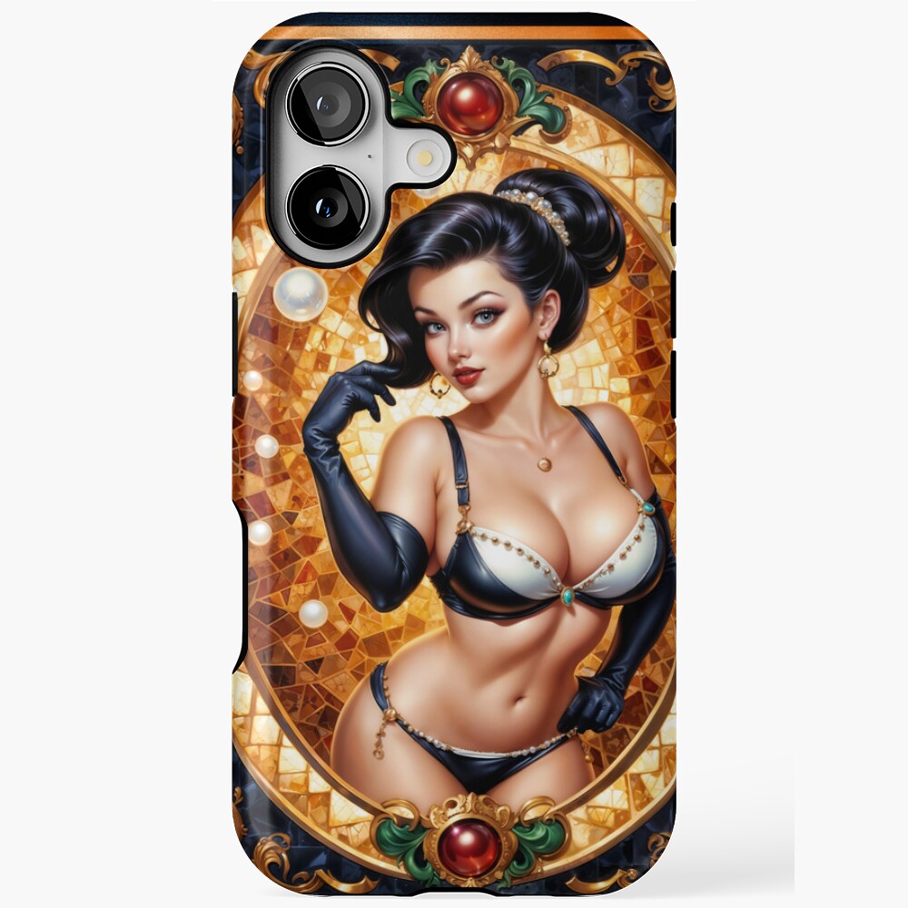 Festive Holiday Art Deco Portrait Of Trynia Styvelnis Stunning AI Concept Art by Xzendor7 Decorative Art Print Smartphone Case