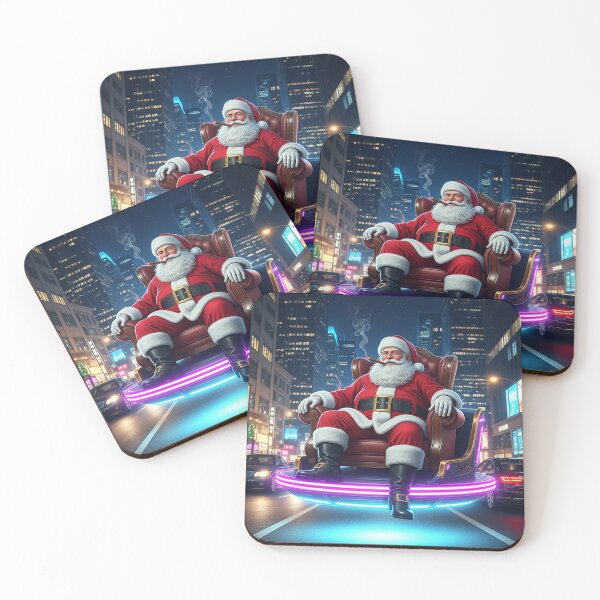 Item preview, Neon City Santa – Futuristic Christmas Scene with a Hovering Sleigh and Urban Holiday Vibes designed and sold by PixelVibe782.