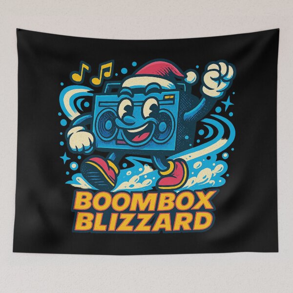 Artikelvorschau, Boombox Blizzard – Retro-Cartoon-Boombox-Weihnachtsdesign entworfen und verkauft von AddictiveDesign.