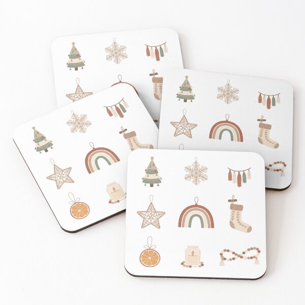 Item preview, Modern Boho Christmas Sticker Sheet - 9 Minimalist Neutral Holiday Icons designed and sold by Siamcatshop.
