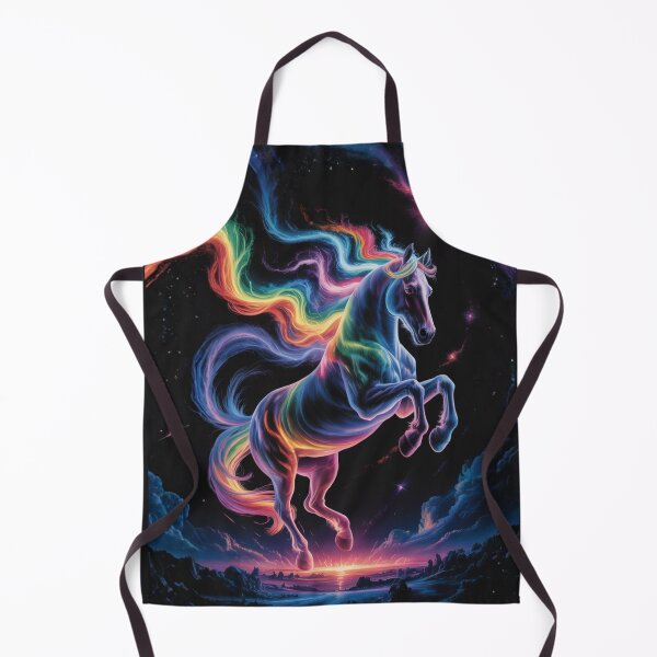 Item preview, Galactic rainbow horse over fiery dawn – cosmic art designed and sold by FusiTink.