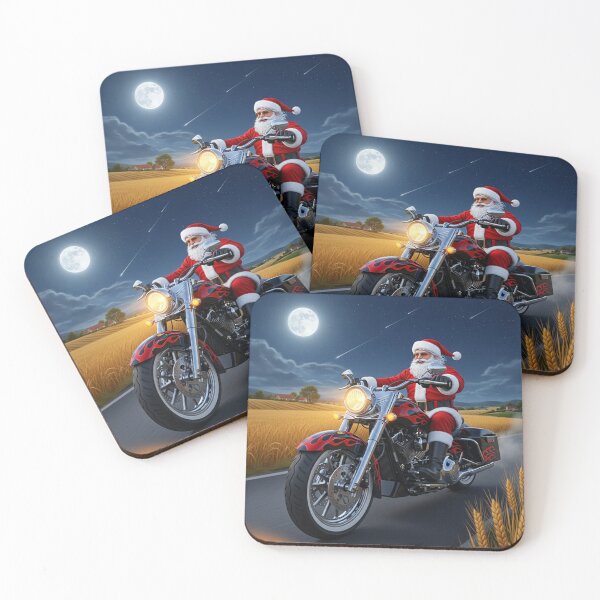 Item preview, Santa on the Night Ride – Festive Motorcycle Adventure Under the Full Moon designed and sold by PixelVibe782.