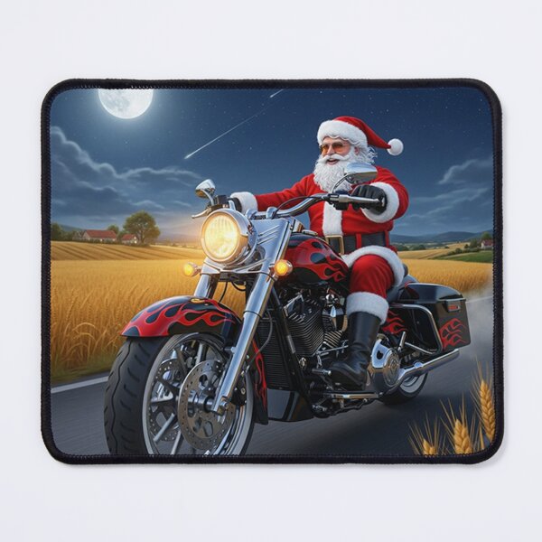 Item preview, Santa on the Night Ride – Festive Motorcycle Adventure Under the Full Moon designed and sold by PixelVibe782.