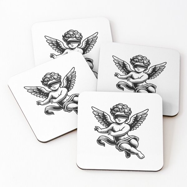 Item preview, Blindfolded Cupid Cherub Tattoo Flash | Bold Traditional Black Ink Art | Dark Aesthetic designed and sold by InkStation24.