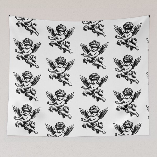 Item preview, Blindfolded Cupid Cherub Tattoo Flash | Bold Traditional Black Ink Art | Dark Aesthetic designed and sold by InkStation24.
