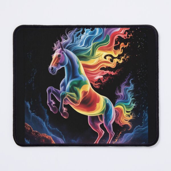 Item preview, Rainbow fire horse on luminous clouds – night fantasy designed and sold by FusiTink.