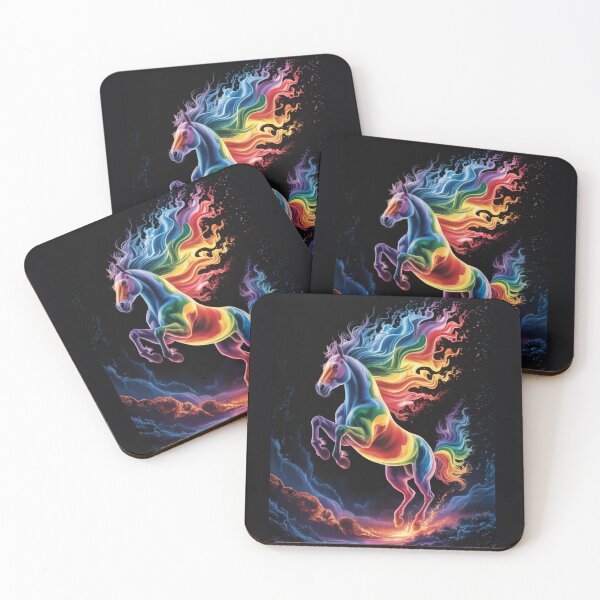 Item preview, Rainbow fire horse on luminous clouds – night fantasy designed and sold by FusiTink.