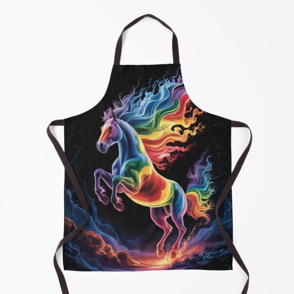 Item preview, Rainbow fire horse on luminous clouds – night fantasy designed and sold by FusiTink.