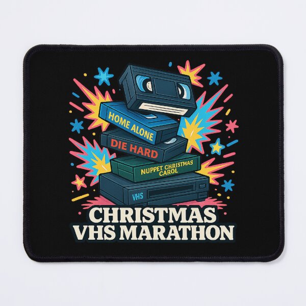 Item preview, Christmas VHS Marathon – Retro Movie Night Holiday Tape Stack designed and sold by AddictiveDesign.