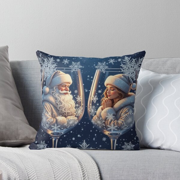 Item preview, Winter Magic in Glass – Enchanting Santa & Snow Maiden in Frosted Wine Goblets designed and sold by PixelVibe782.