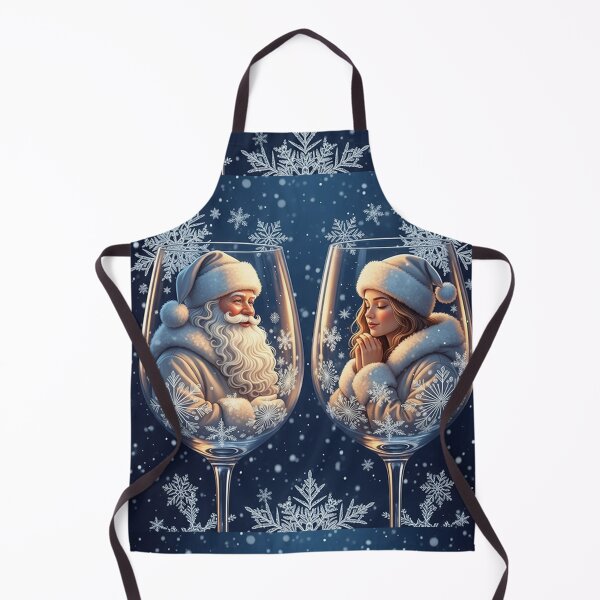 Item preview, Winter Magic in Glass – Enchanting Santa & Snow Maiden in Frosted Wine Goblets designed and sold by PixelVibe782.