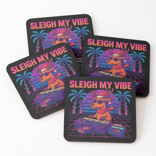 Item preview, Sleigh My Vibe – Retro Synthwave Christmas Reindeer Design designed and sold by AddictiveDesign.