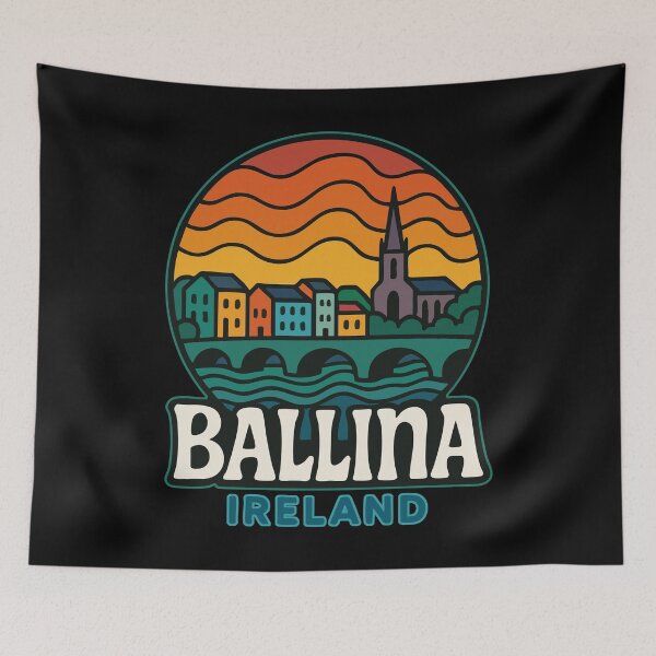 Item preview, Ballina Ireland Skyline Retro Travel designed and sold by TomFrontierArt.