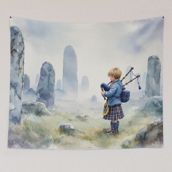 Item preview, Scotland, a child playing the bagpipes on the moor designed and sold by jefboutique6150.