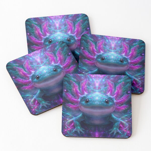 Item preview, Psychedelic Axolotl Spirit Creature – Neon Cosmic Amphibian Fantasy Art designed and sold by MadeByACJ.