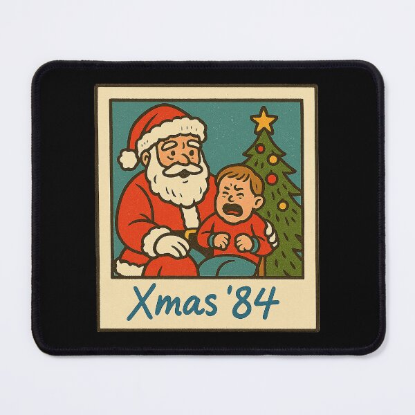 Item preview, Xmas ’84 – Funny Retro Crying Kid with Santa Vintage Christmas Design designed and sold by AddictiveDesign.