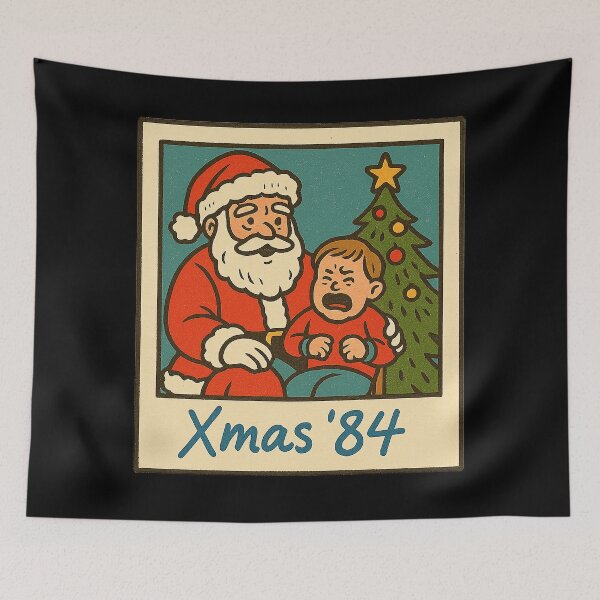 Item preview, Xmas ’84 – Funny Retro Crying Kid with Santa Vintage Christmas Design designed and sold by AddictiveDesign.