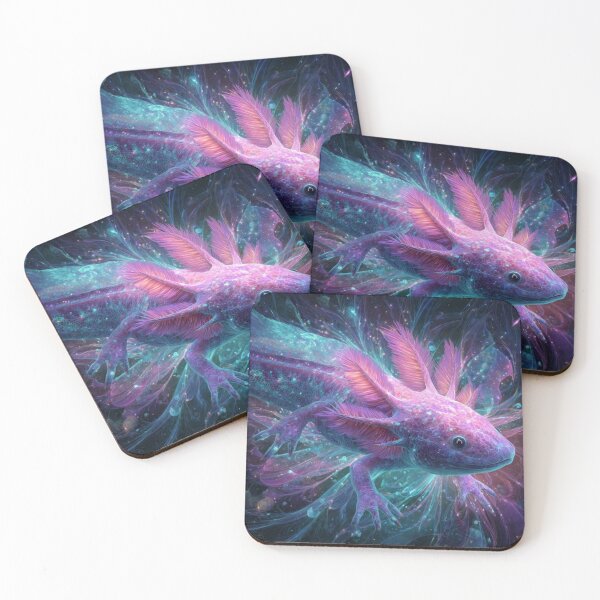 Item preview, Neon Psychedelic Axolotl – Cosmic Fantasy Creature in Vibrant Glow Art designed and sold by MadeByACJ.
