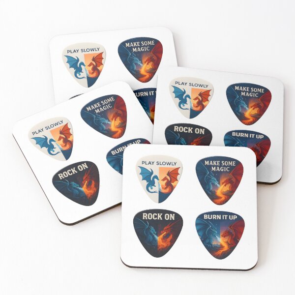 Item preview, A SPLIT IMAGE OF A BLUE AND RED DRAGON ON GUITAR PICKS designed and sold by KISHNAY-FASHION.