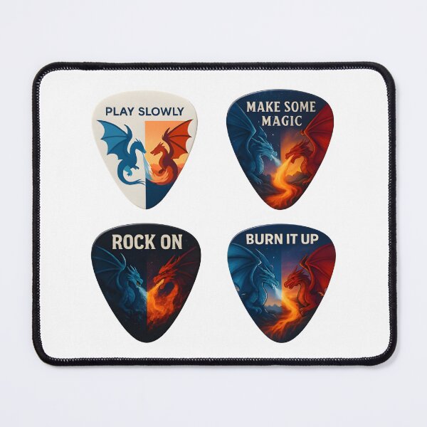 Item preview, A SPLIT IMAGE OF A BLUE AND RED DRAGON ON GUITAR PICKS designed and sold by KISHNAY-FASHION.
