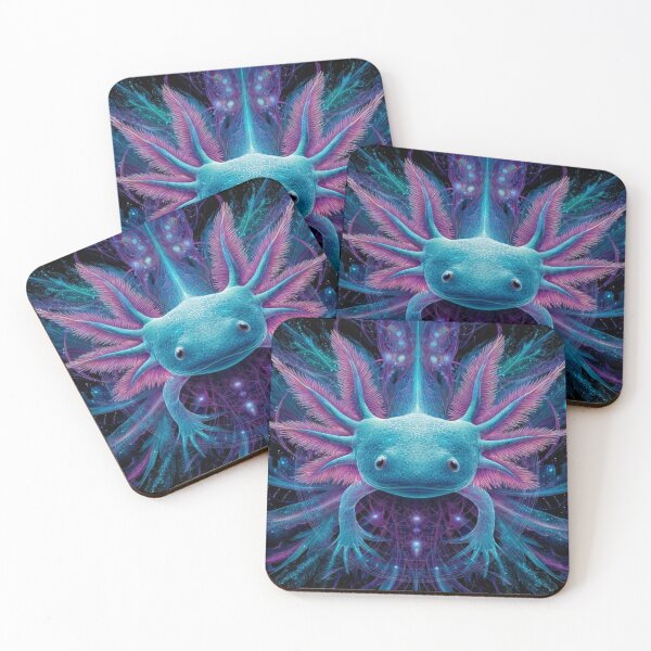 Item preview, Cosmic Glow Axolotl – Trippy Neon Amphibian Spirit Animal Illustration designed and sold by MadeByACJ.
