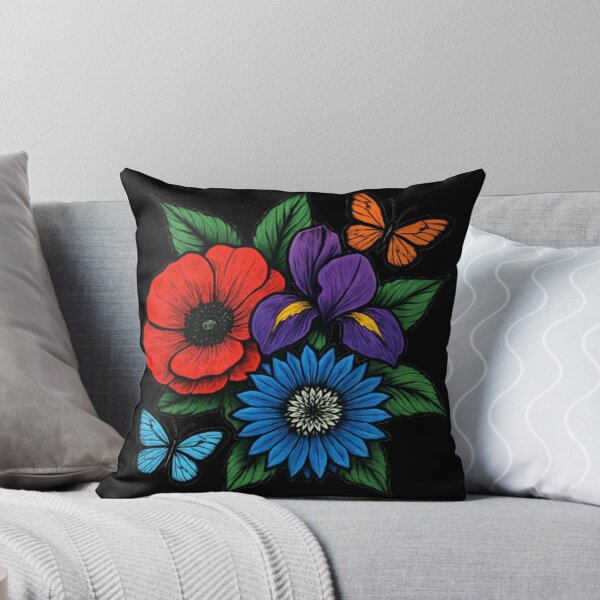 Item preview, Colorful floral design with butterfly's - Boho flowers designed and sold by Gradasdaughter.