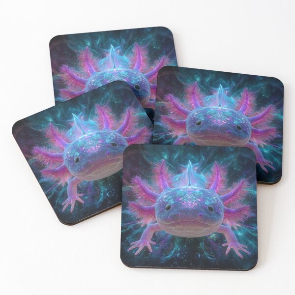 Item preview, Psychedelic Cosmic Axolotl – Bioluminescent Fantasy Pet in Neon Colors designed and sold by MadeByACJ.