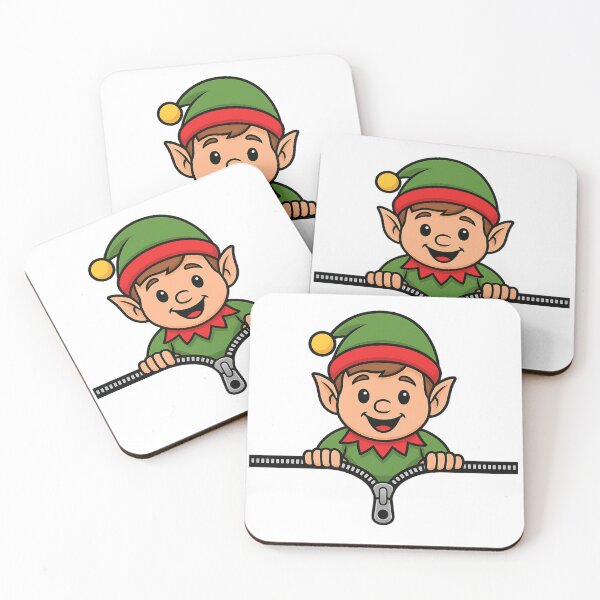 Item preview, Cute Peeking Elf Christmas Design Green Wall Clock designed and sold by loccotown168.