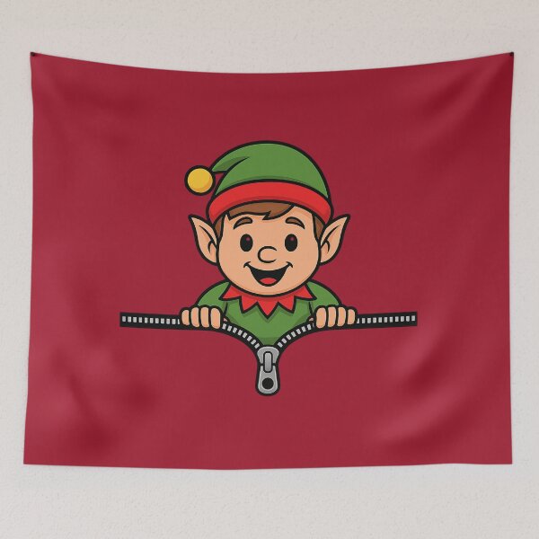 Item preview, Cute Peeking Elf Christmas Design Green Wall Clock designed and sold by loccotown168.