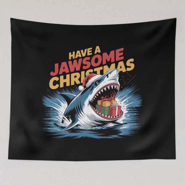 Item preview, Have a Jawsome Christmas Funny Shark Gift T-Shirt designed and sold by Slaw-Creation.