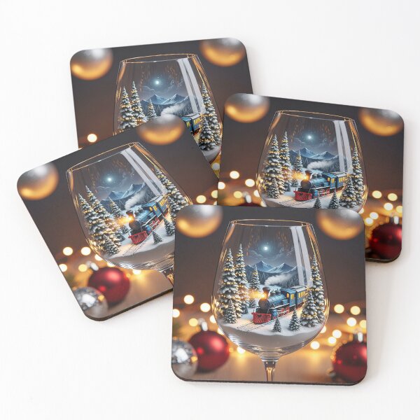 Item preview, Winter Wonderland in a Glass – Magical Blue Train Journey Through a Snowy Christmas Scene designed and sold by PixelVibe782.