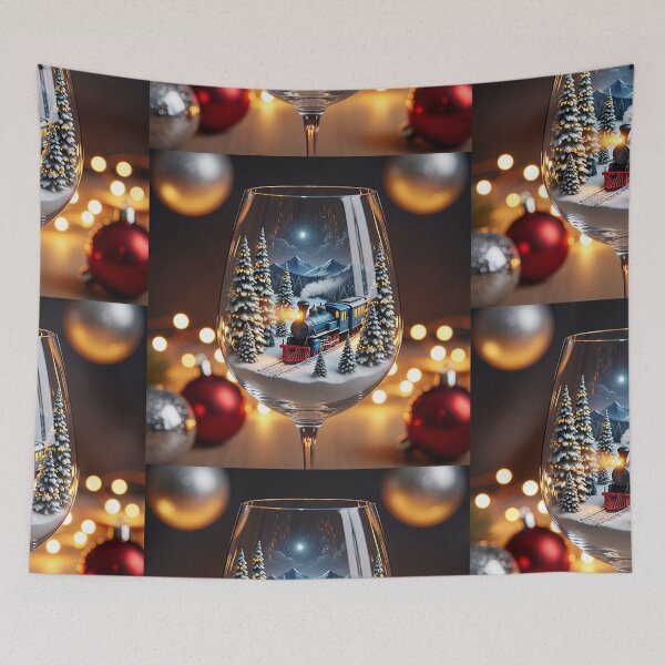 Item preview, Winter Wonderland in a Glass – Magical Blue Train Journey Through a Snowy Christmas Scene designed and sold by PixelVibe782.