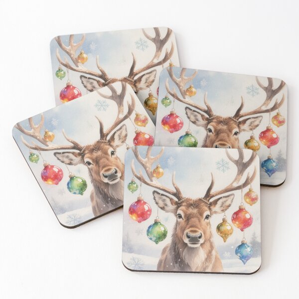 Item preview, Watercolor Reindeer Christmas Charm designed and sold by MyTshirtArt.