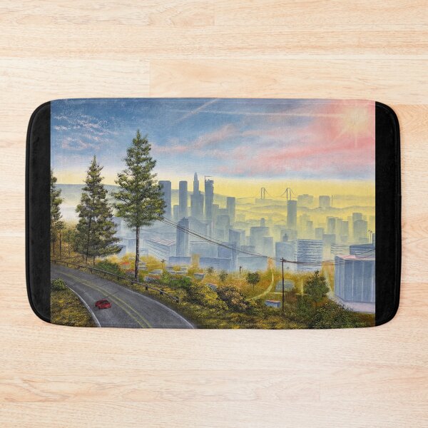 Item preview, Sunrise Over a Fictional West Coast City – Cinematic Urban Landscape Art designed and sold by Jessie Mason.
