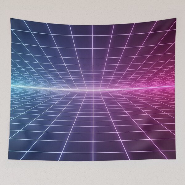 Item preview, Neon Retro-Futuristic Grid Horizon designed and sold by decormaster.