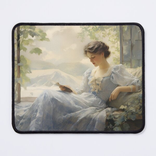 Item preview, Antique Lady Reading Painting, Woman Reading Print, Woman In A Blue Dress, Antique Woman Portrait, Victorian Woman Wall Art, Women Decor designed and sold by SavageVision.