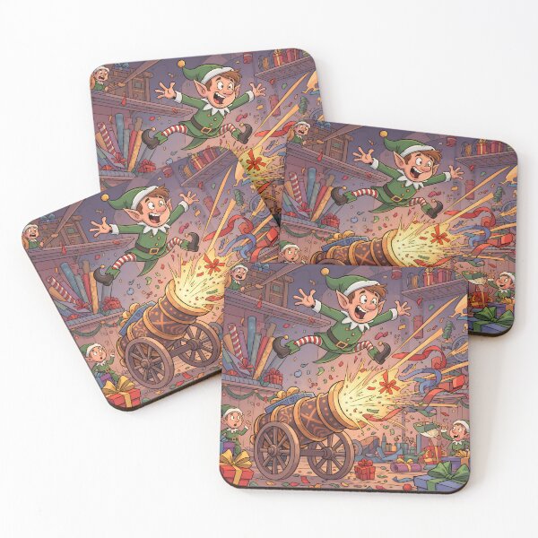 Item preview, Elf Launching Gifts From Cartoon Cannon designed and sold by Koalangel.
