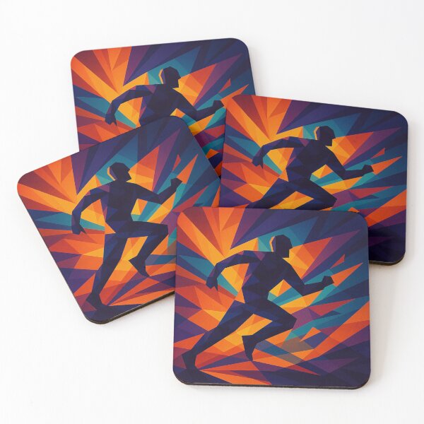 Item preview, THE CHAMP | Unique Owlic Colorful Cubist Runner Art Design | Vibrant Dynamic Geometric Motion Artwork designed and sold by Owlic.artwear.