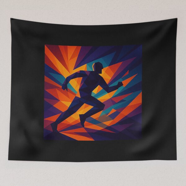 Item preview, THE CHAMP | Unique Owlic Colorful Cubist Runner Art Design | Vibrant Dynamic Geometric Motion Artwork designed and sold by Owlic.artwear.