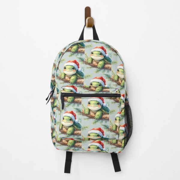 Item preview, Cheerful, chubby turtle in a tree wearing a Christmas hat, also having eaten too much. designed and sold by LiskoDesign.