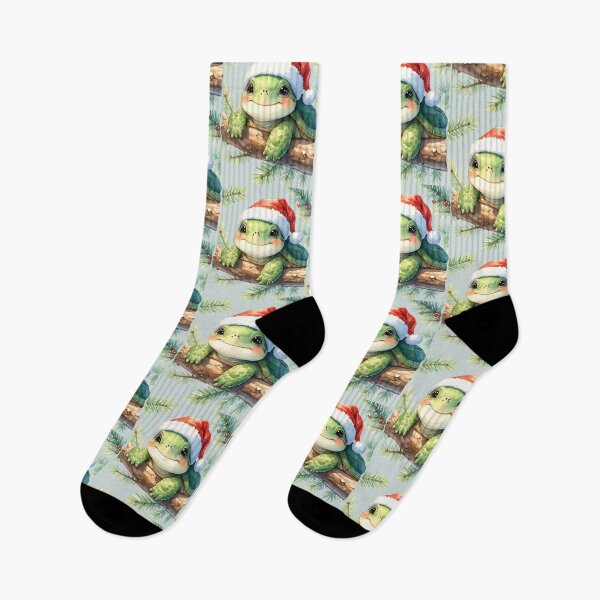 Item preview, Cheerful, chubby turtle in a tree wearing a Christmas hat, also having eaten too much. designed and sold by LiskoDesign.