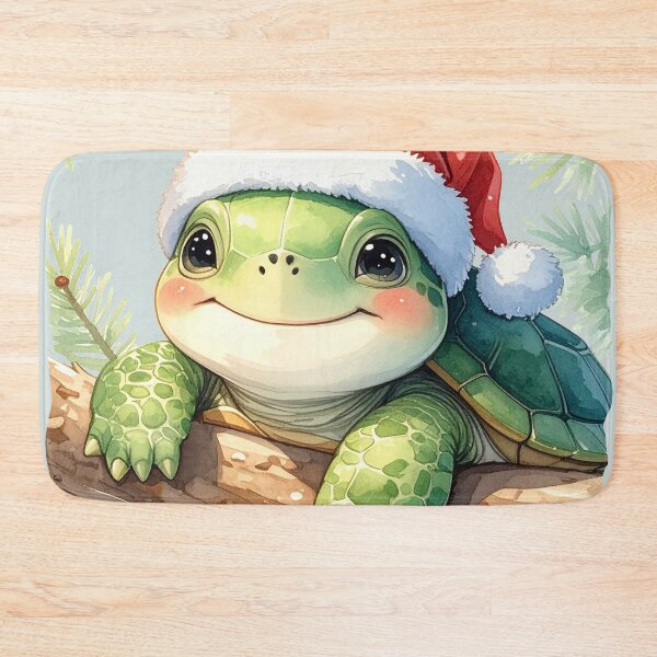 Item preview, Cheerful, chubby turtle in a tree wearing a Christmas hat, also having eaten too much. designed and sold by LiskoDesign.