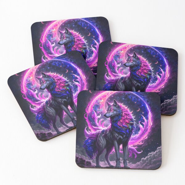 Item preview, Wolf Art Moon Galaxy Neon Purple designed and sold by BeebooDesign.