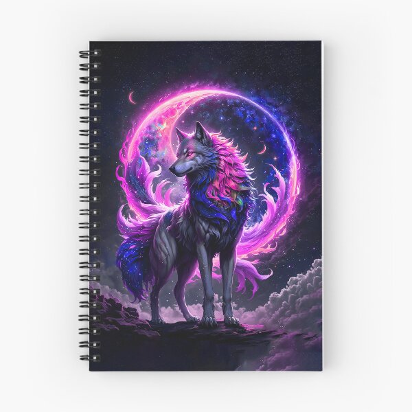 Item preview, Wolf Art Moon Galaxy Neon Purple designed and sold by BeebooDesign.