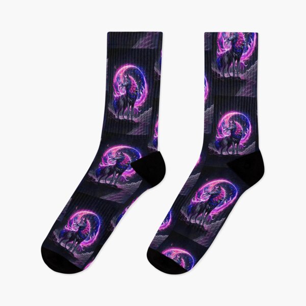Item preview, Wolf Art Moon Galaxy Neon Purple designed and sold by BeebooDesign.