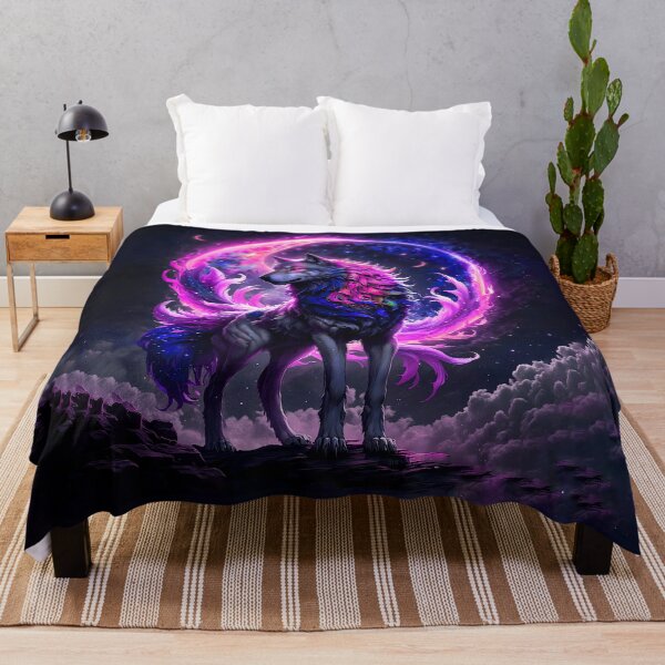 Item preview, Wolf Art Moon Galaxy Neon Purple designed and sold by BeebooDesign.